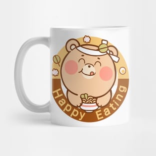 Cartoon Bear Chows Down on Yummy Food Mug